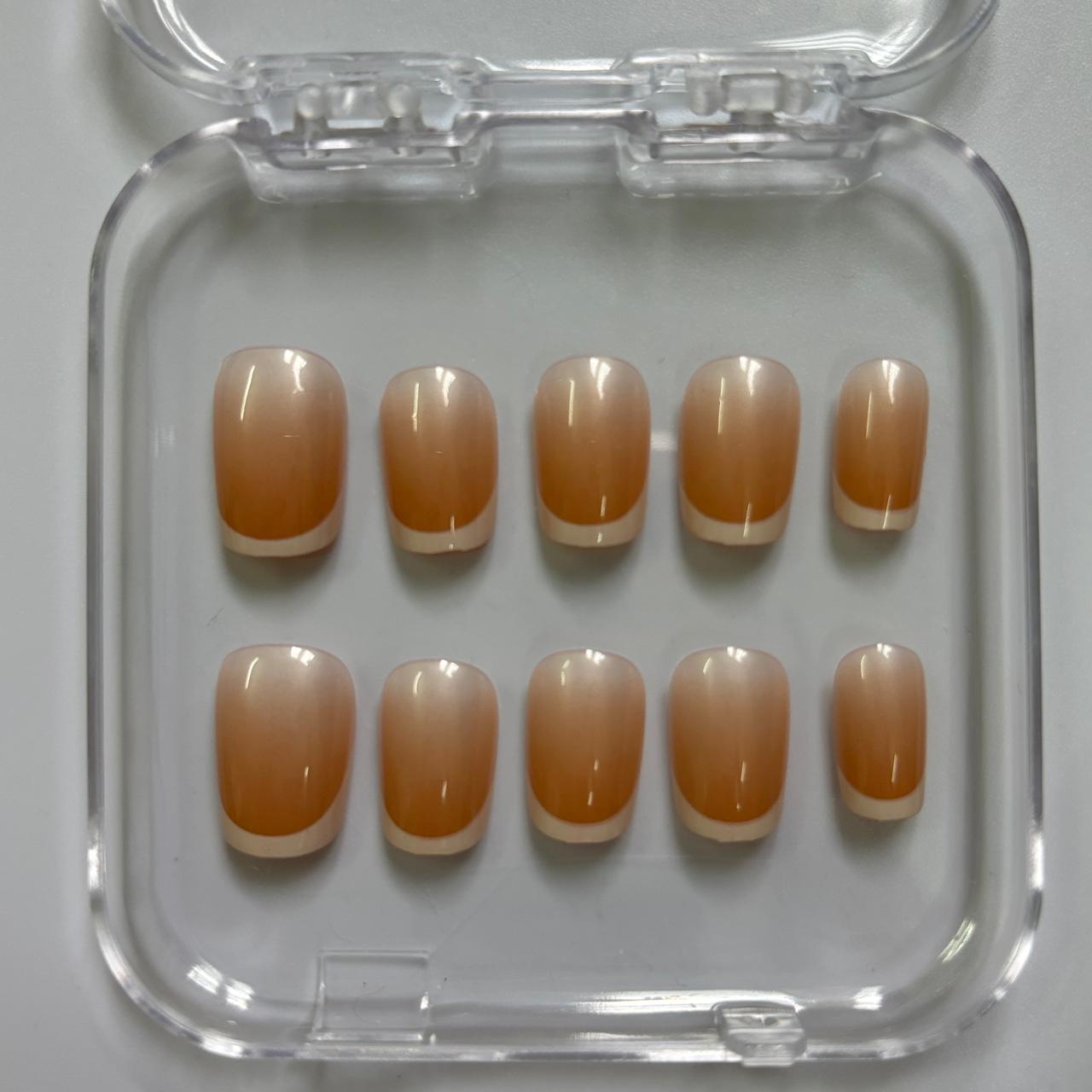 Classic Nude Ombre French Tip Press-On Nails - Luxury Set (Size S)