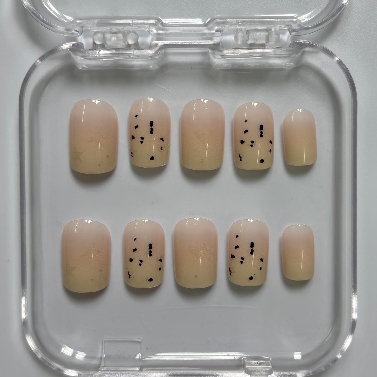Minimalist Abstract Dot Press-On Nails - Nude Luxury Set (Size S)