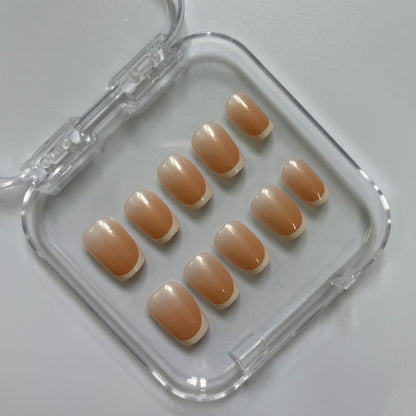 Classic Nude Ombre French Tip Press-On Nails - Luxury Set (Size S)